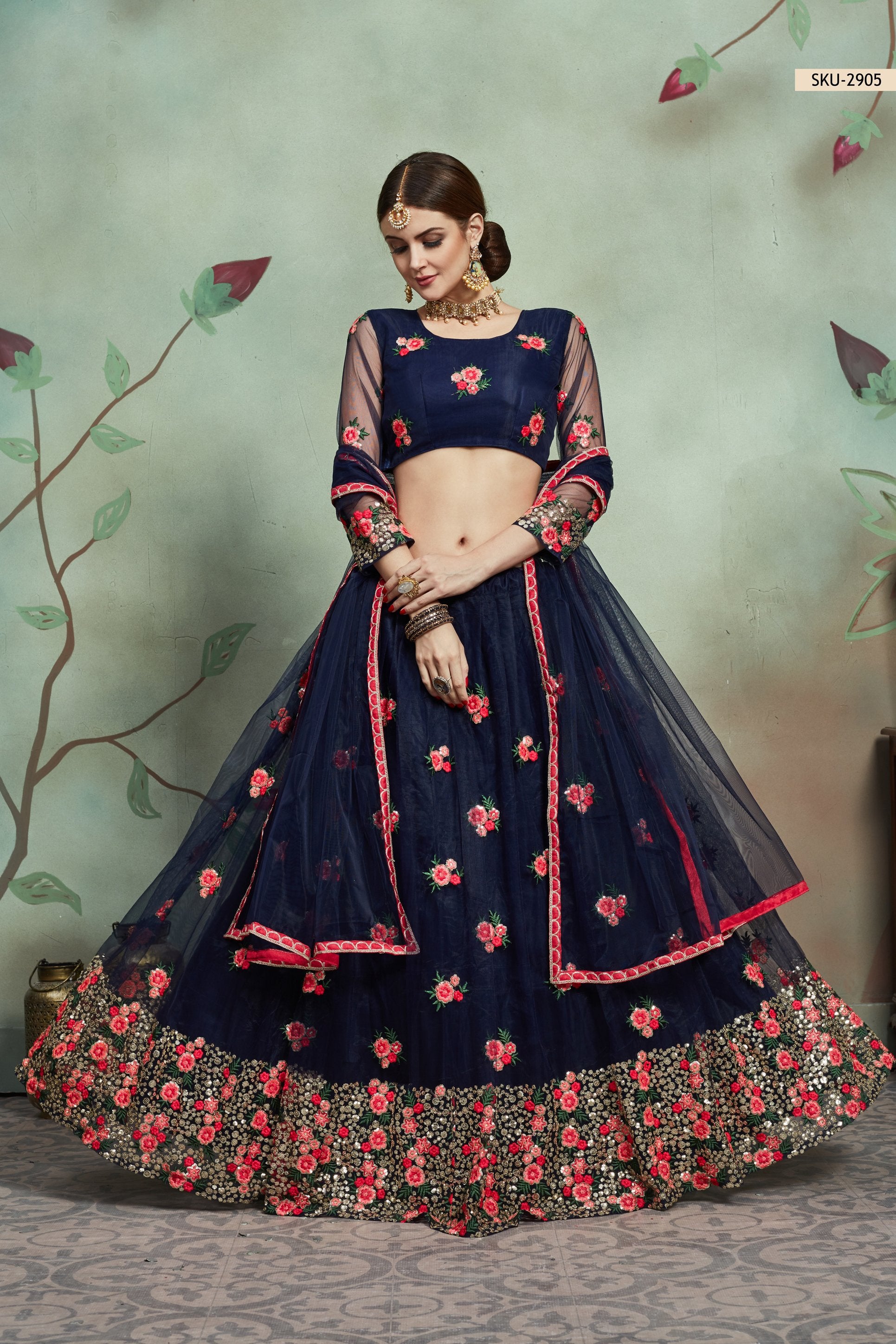 Buy online Royal Blue , Gajri Velvet Lehenga from ethnic wear for Women by  Fabdiwa Fashion for ₹8279 at 8% off | 2024 Limeroad.com