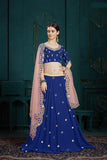 Georgette Lehenga Choli With Mirror Worked Border Dupatta For Party Wear