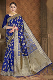 Wedding Wear Blue Color Banarasi Art Silk Saree