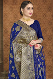 Wedding Wear Blue Color Banarasi Art Silk Saree