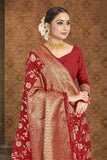 Starring Red Colored Heavy Zari Woven Saree