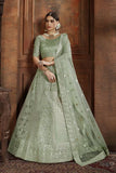 Soft Net Heavy Designer With Thread & Foil Zari Work Lehenga Choli For Wedding Wear