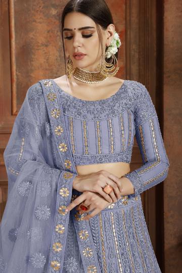 Embellished Designer Heavy Pearl & Foil Zari Worked Lehenga Choli For Wedding Wear