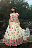 Off White Floral Thread And  Sequence Work Lehenga Choli For Party Wear