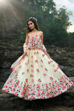 Off White Floral Thread And  Sequence Work Lehenga Choli For Party Wear