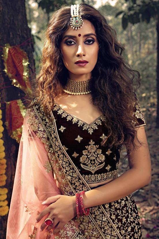Maroon Designer Bridal Wear Lehenga Choli  all Over Heavy Embroidery Work With Dupatta