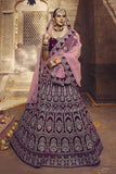 Velvet Zari, Zarkan, Sequence Lehenga Choli With Dupatta For Bridal Wear