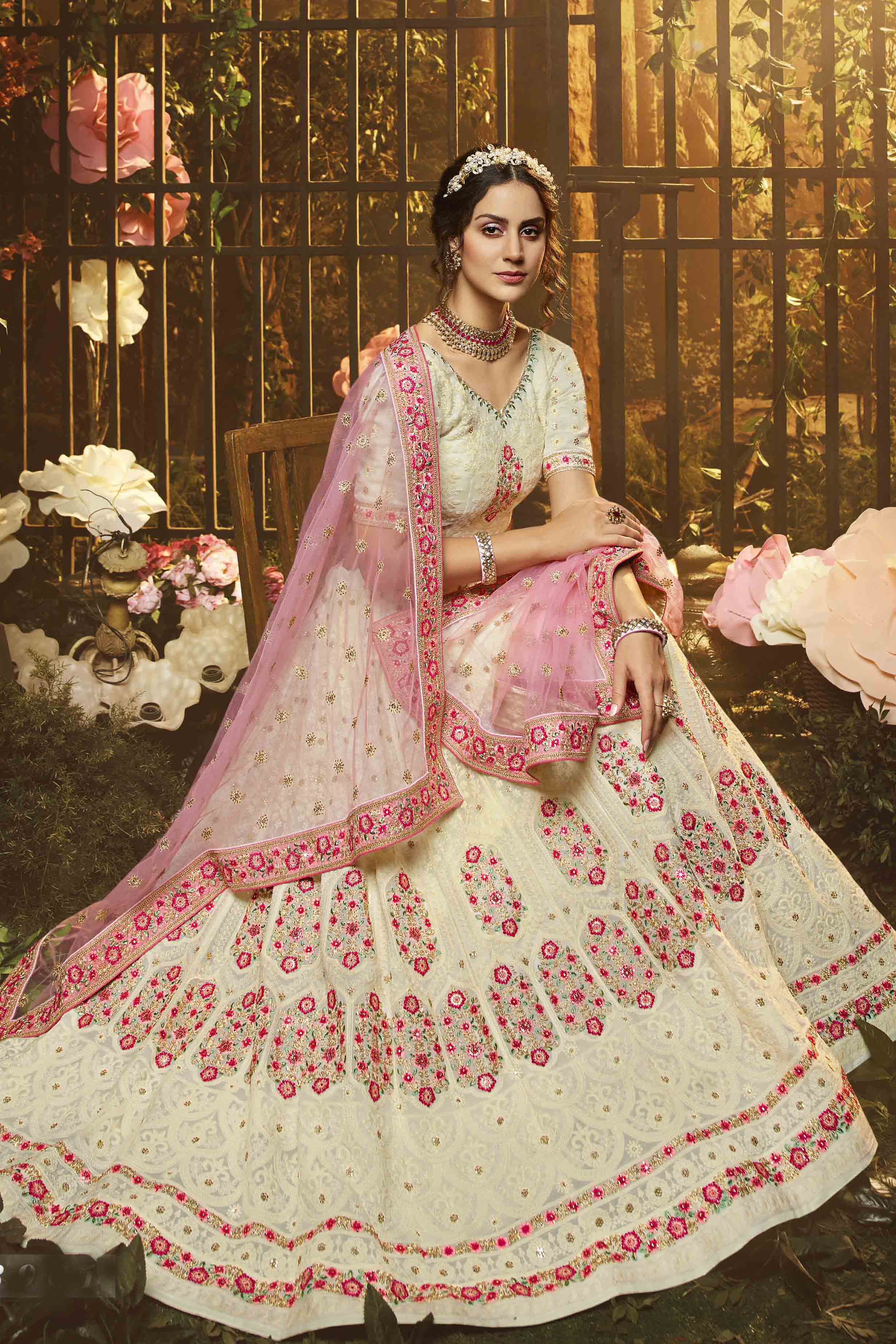 Bridal Wear Lehenga Choli With Dupatta Having Fancy Sequence And Stone, Zari Work