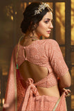 Peach Colored Wedding Wear Gota & Sequence Work  Worked Lehenga Choli With Dupatta