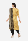 Yellow Gold And Black  Cotton Silk Blend Self Design Dress Material