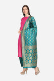 Pink  And Sea Blue   Printed  Cotton Jacquard Dress Material