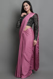 Gorgeous Pinnk Colored Satin Patto Saree With Unstitched Blouse