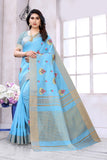 Casual Wear Linen Handwork With Zari border Saree