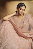 Peach Wedding Wear Soft Net Lehenga Choli Dori & Zarkan Work