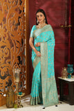 GraceFul Green Embroidered Silk Saree For Party Wear