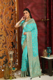 GraceFul Green Embroidered Silk Saree For Party Wear