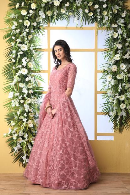 Beautiful Long Net Embroidered Gown. | Net dress design, Long gown design,  Party wear indian dresses