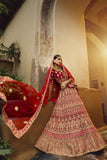 Adorable Bridal Red Lehenga WIth Zari and Zarkan Work Semi Stitched Lehenga Choli