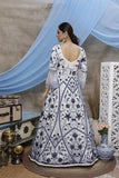 Net Long Flared Gown With Multi Thread Work & Dupatta