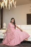 Dazzling Pink Color Thread Embroidery & Stone Work Gown