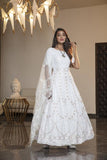 Thread Embroidery & Stone Work Gown With Net Dupatta