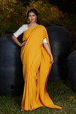 Solid Yellow  Color designer Blouse Silk Saree