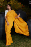 Solid Yellow  Color designer Blouse Silk Saree