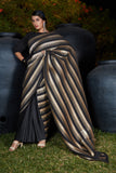 Designer Bollywood Style Striped Printed Silk Saree