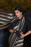 Designer Bollywood Style Striped Printed Silk Saree