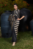 Designer Bollywood Style Striped Printed Silk Saree