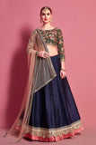 Navy Blue Designer Embroidered Lehenga Choli With Dupatta