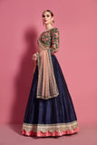 Navy Blue Designer Embroidered Lehenga Choli With Dupatta