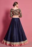 Navy Blue Designer Embroidered Lehenga Choli With Dupatta