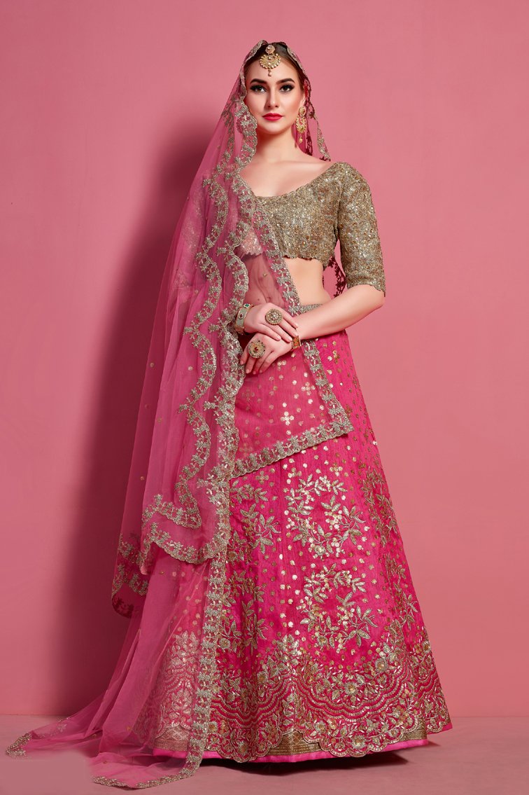 Designer Party Wear Pink Lehenga Choli With Dupatta