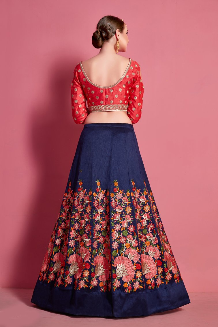 Buy Beautiful Red Gamthi Work Cotton Lehenga Choli - Zeel Clothing