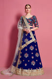 Blue Colored Designer Embroidery Lehenga Choli With Dupatta