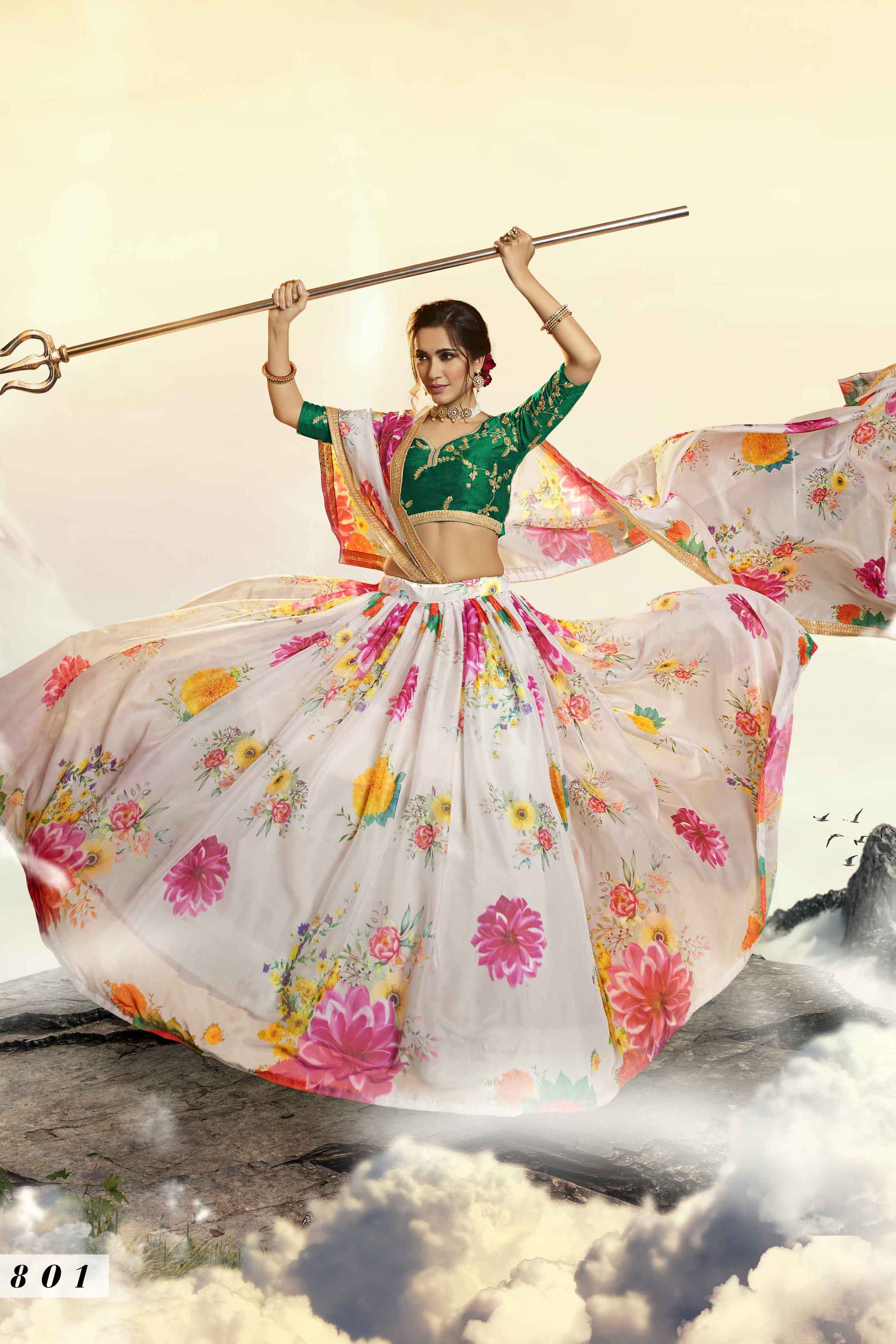 Printed Pure Organza Lehenga With Designer Choli With Dupatta For Party Wear