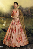 Peach color Pure Organza Printed and Sequence Worked Lehenga Choli