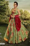 Admirable Green Floral Printed Lehenga Choli With Designer Sequence Work