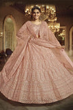 Peach Wedding Wear Soft Net Lehenga Choli Dori & Zarkan Work