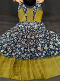 This Beautiful Gown with Combination of Print and Weaving Border In Bottom