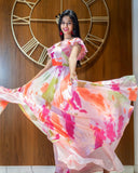 Multicolour Full Flare Gown