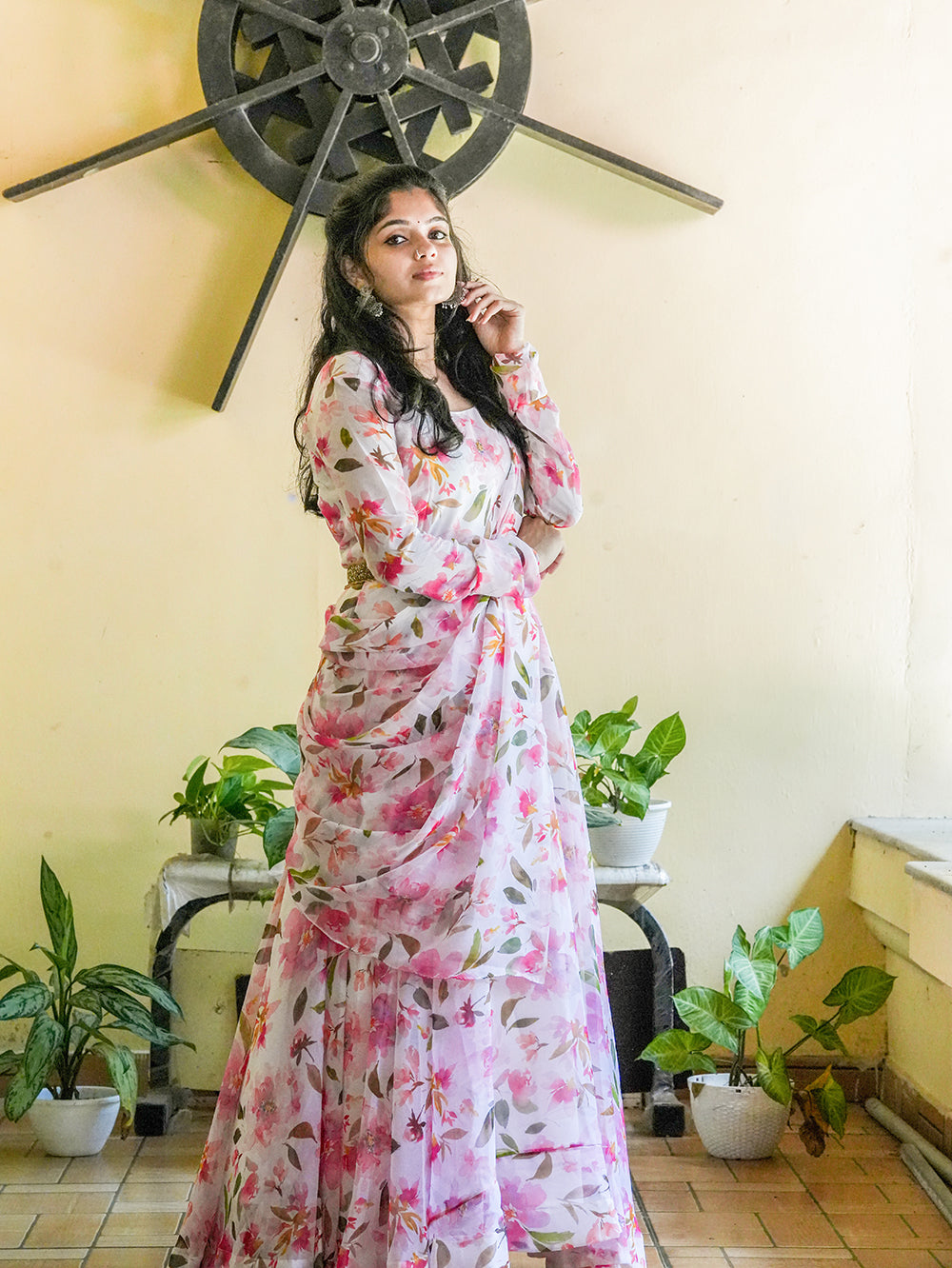 Baby Pink Georgette Long Dress