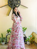 Georgette Printed Light Baby Pink Gown