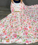 Georgette Printed Light Baby Pink Gown