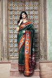 Dark Green  Printed Patola  Silk Saree