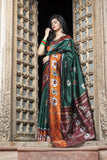 Dark Green  Printed Patola  Silk Saree