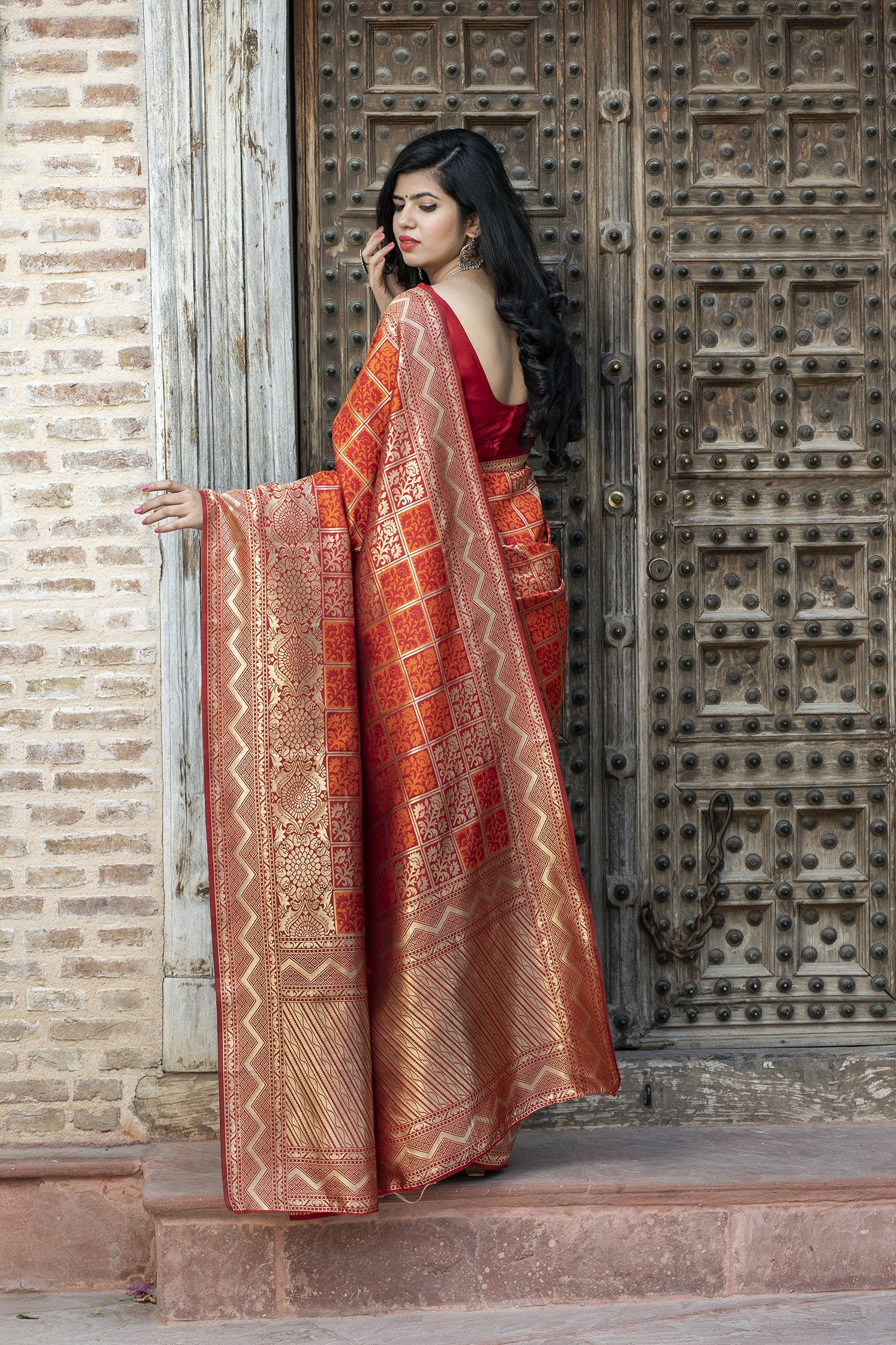 Red Banarasi Silk Traditional Saree