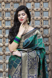 Traditional Banarasi Silk Saree With Zigzag Woven Pallu