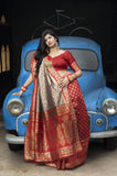 Red Hand Woven Banarasi Silk Saree